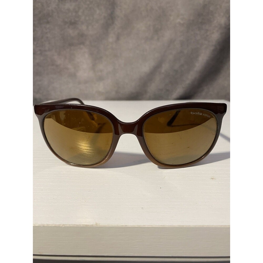 Vintage Bolle 396 Acrylex Sunglasses Brown Tortoise Frame Gold Mirror Lens